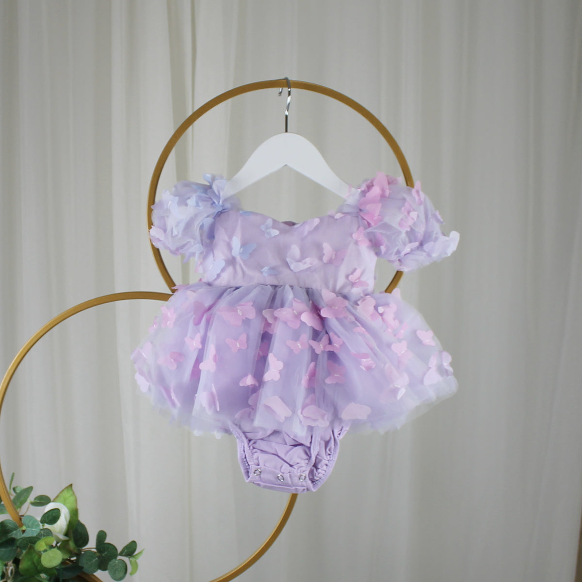 1st birthday romper for baby girl in a lavender ombre butterfly for butterfly birthday