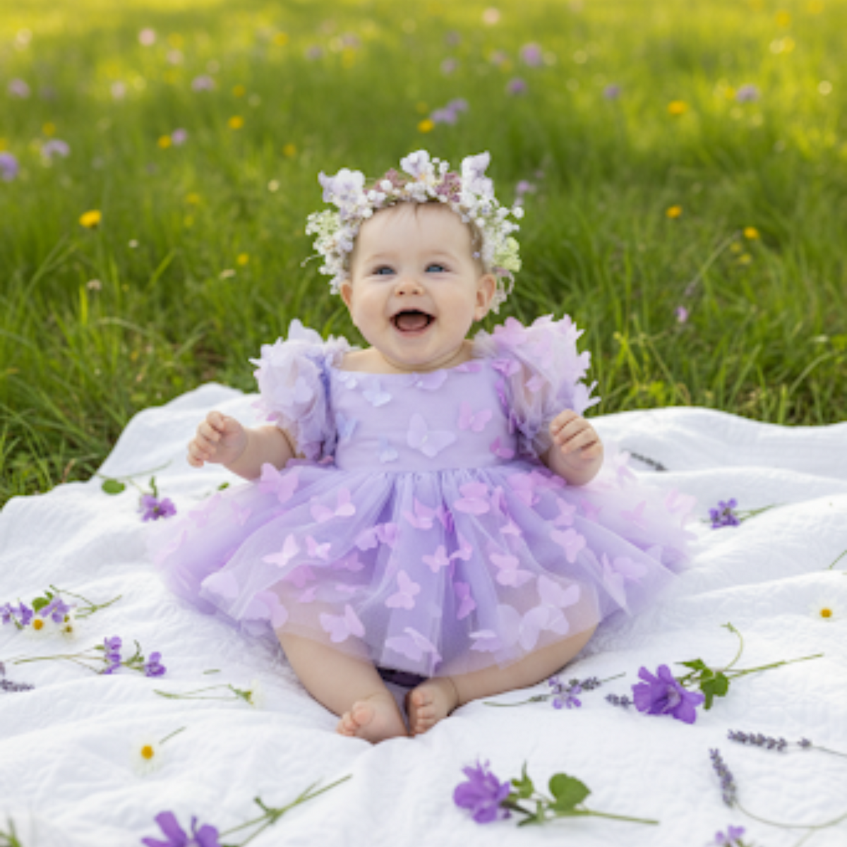 1st birthday romper for baby girl in a lavender ombre butterfly for butterfly theme