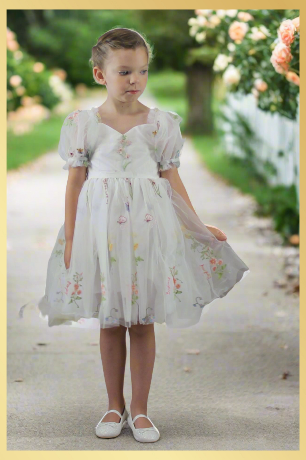 The Wildflower - Girls Floral Dress - White