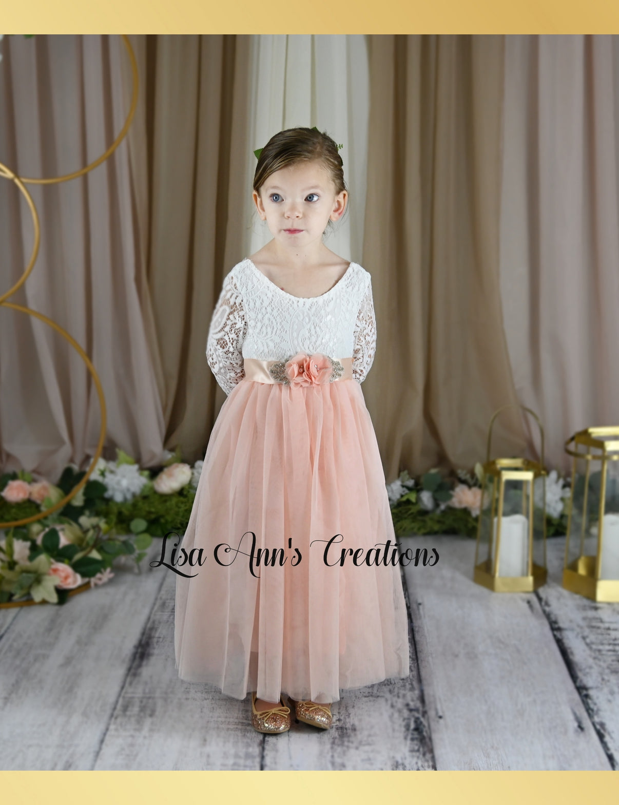 Flower Girl Dress Light Peach Tulle Bohemian Style – Lisa Ann's Creations