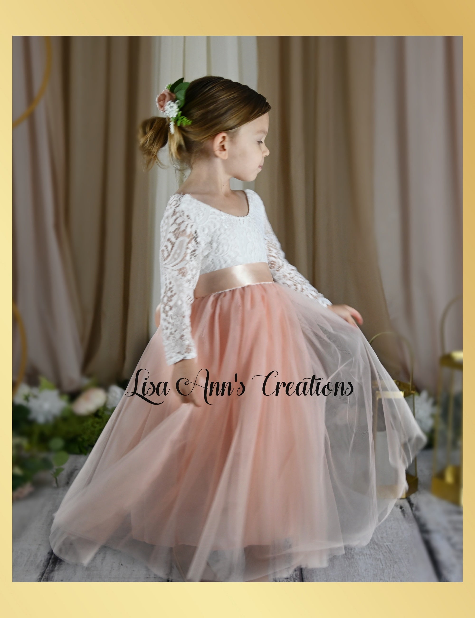 Peach flower girl sale