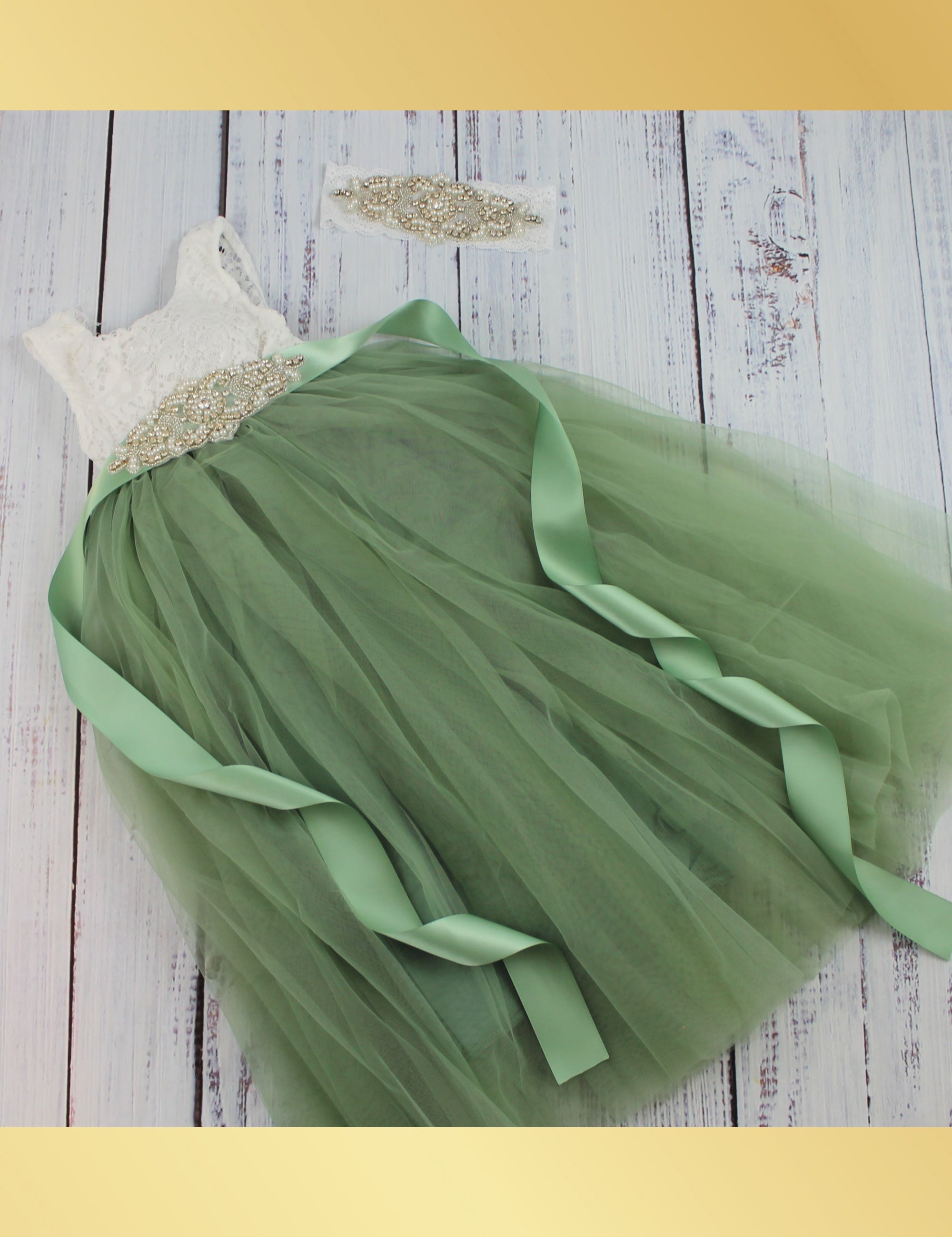 Sage green girls outlet dress